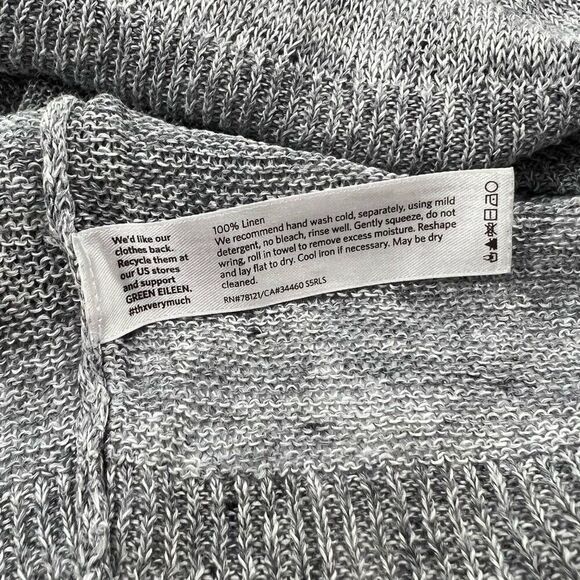 Eileen Fisher* Deep V-Neck Linen Gray Lightweight Knit Sweater Small - Picture 5 of 12